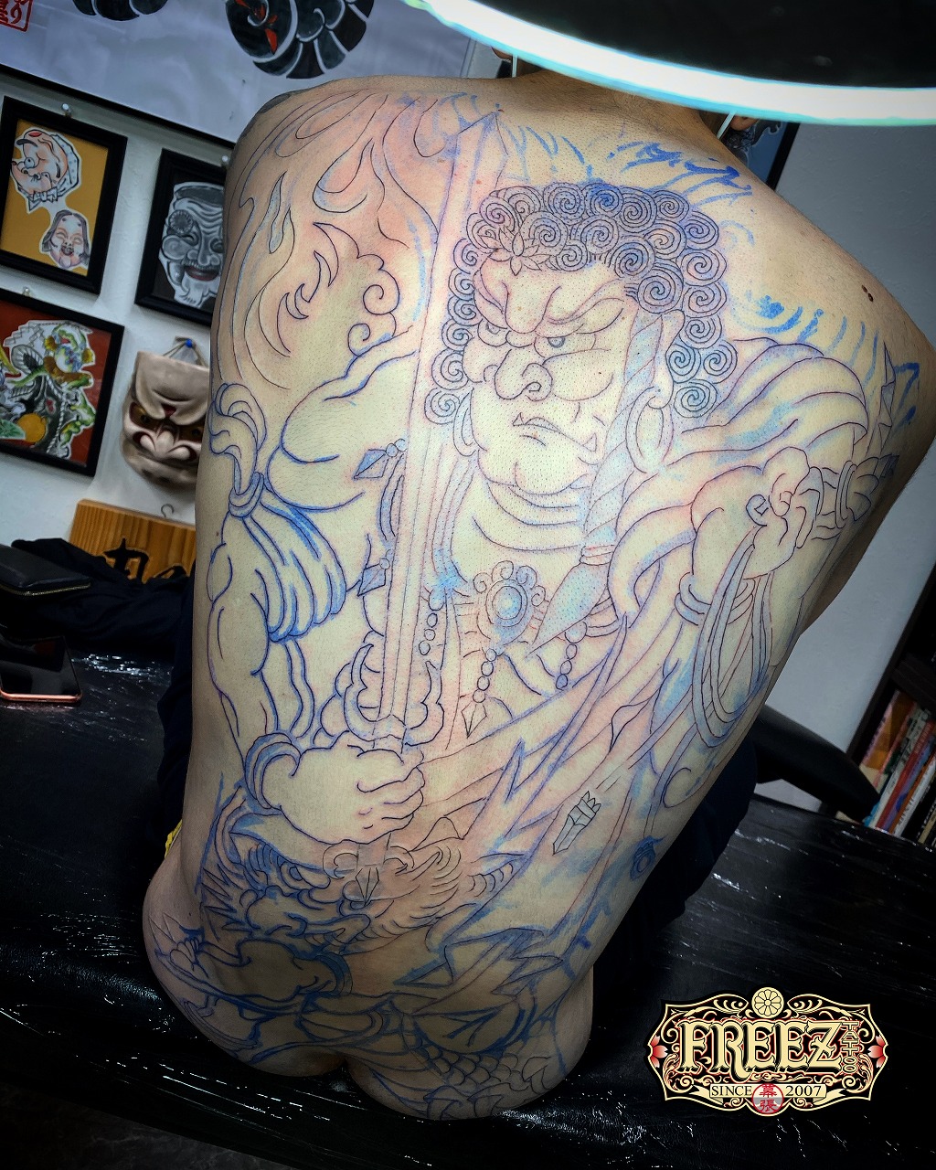 背中一面に不動明王の刺青irezumi始め 千葉幕張タトゥーtattoo 千葉彫亜星 千葉タトゥーは千葉市花見川区幕張本郷のfree Z Tattoo フリーズタトゥー